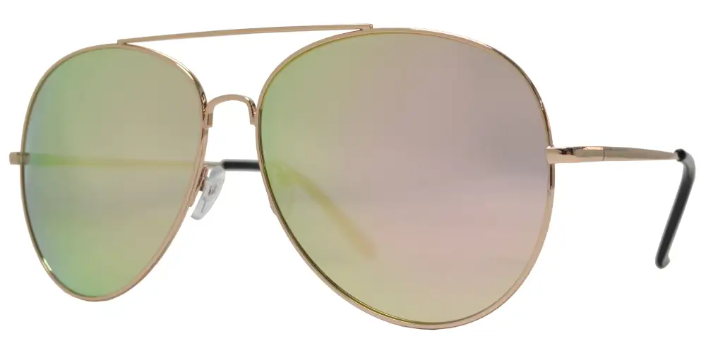 Oversize Metal Aviator Sunglasses With Mirror Lens