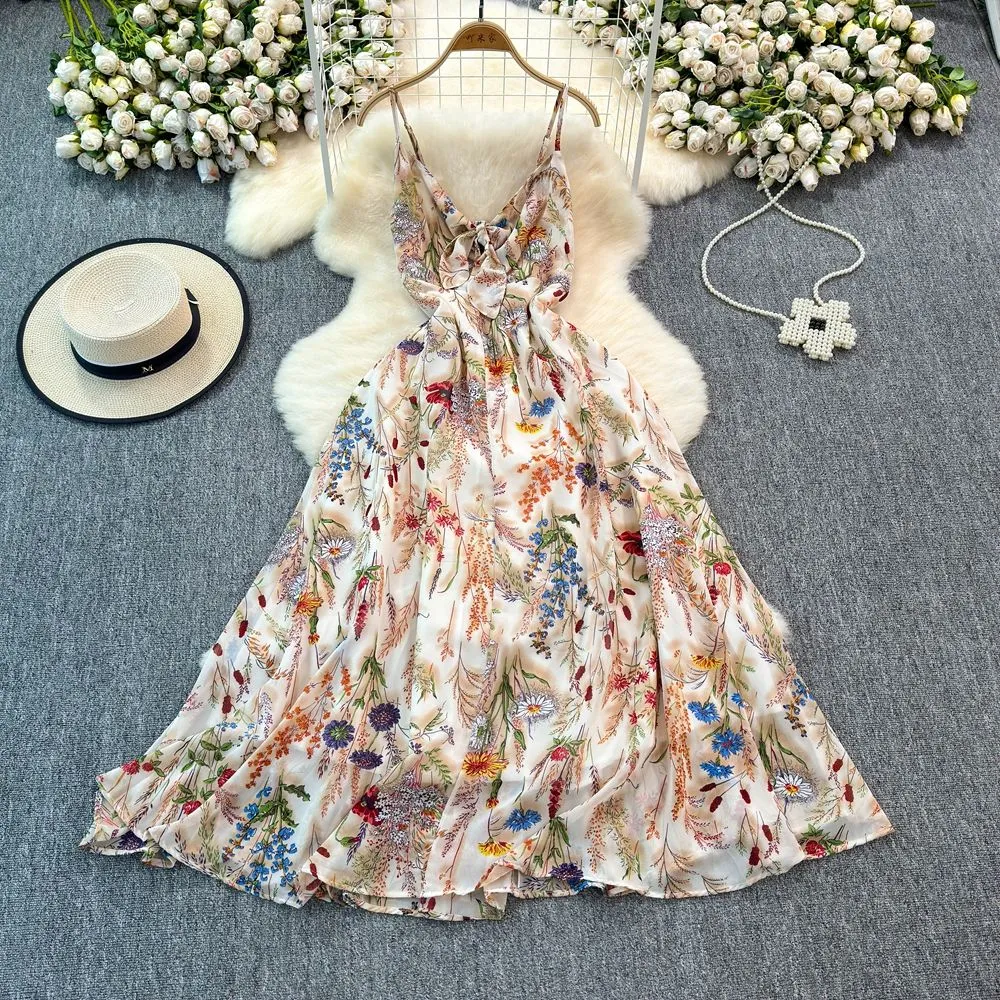 Women's Boho Floral Cami A-Line Summer Dress