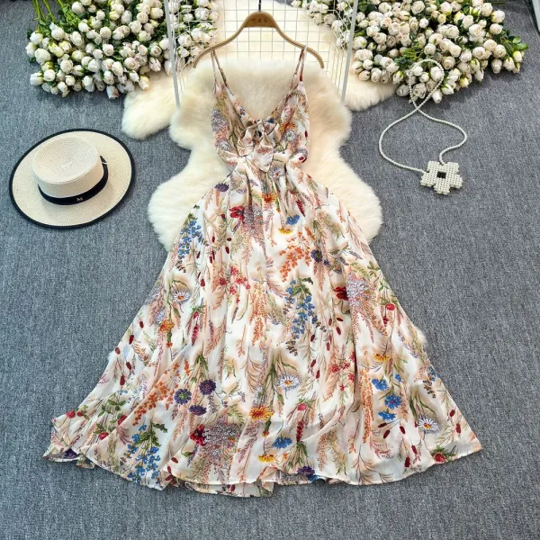 Women's Boho Floral Cami A-Line Summer Dress