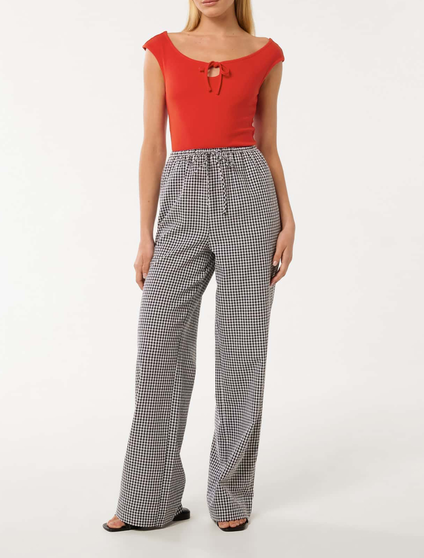 Gingham Wide Leg Pant
