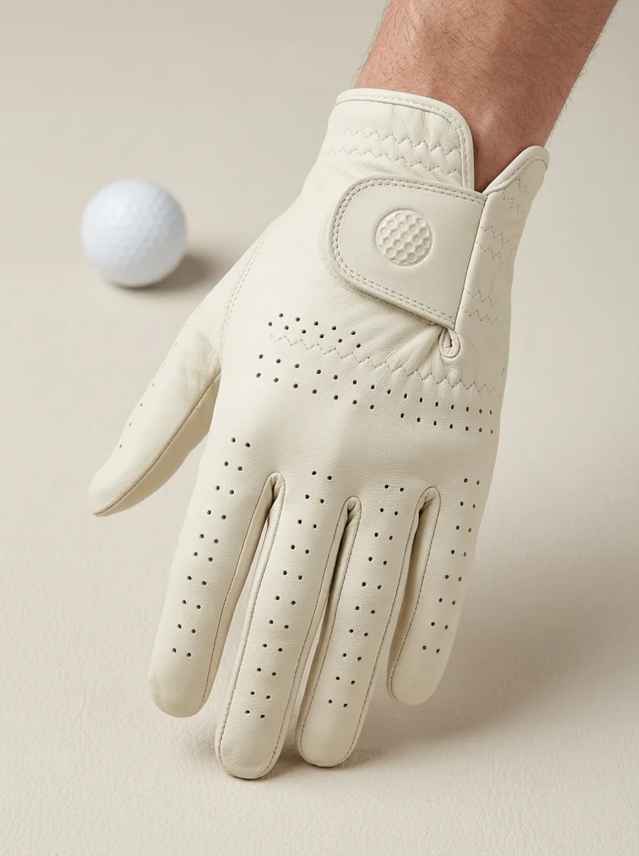 Classic Perforated Embossed Leather Golf Glove