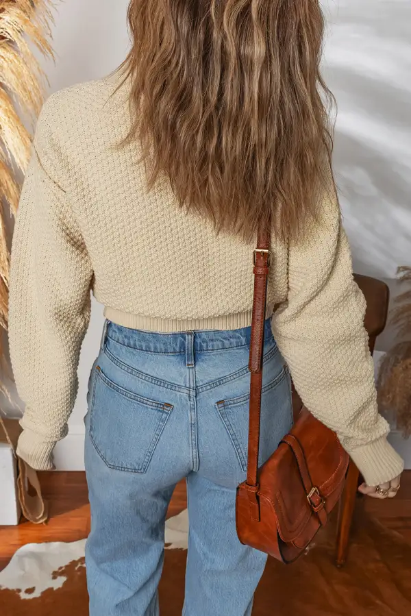 Button Front Cropped Cardigan