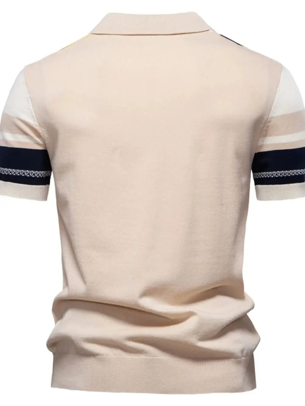 Striped Contrast-Stitch Knit Polo Shirt
