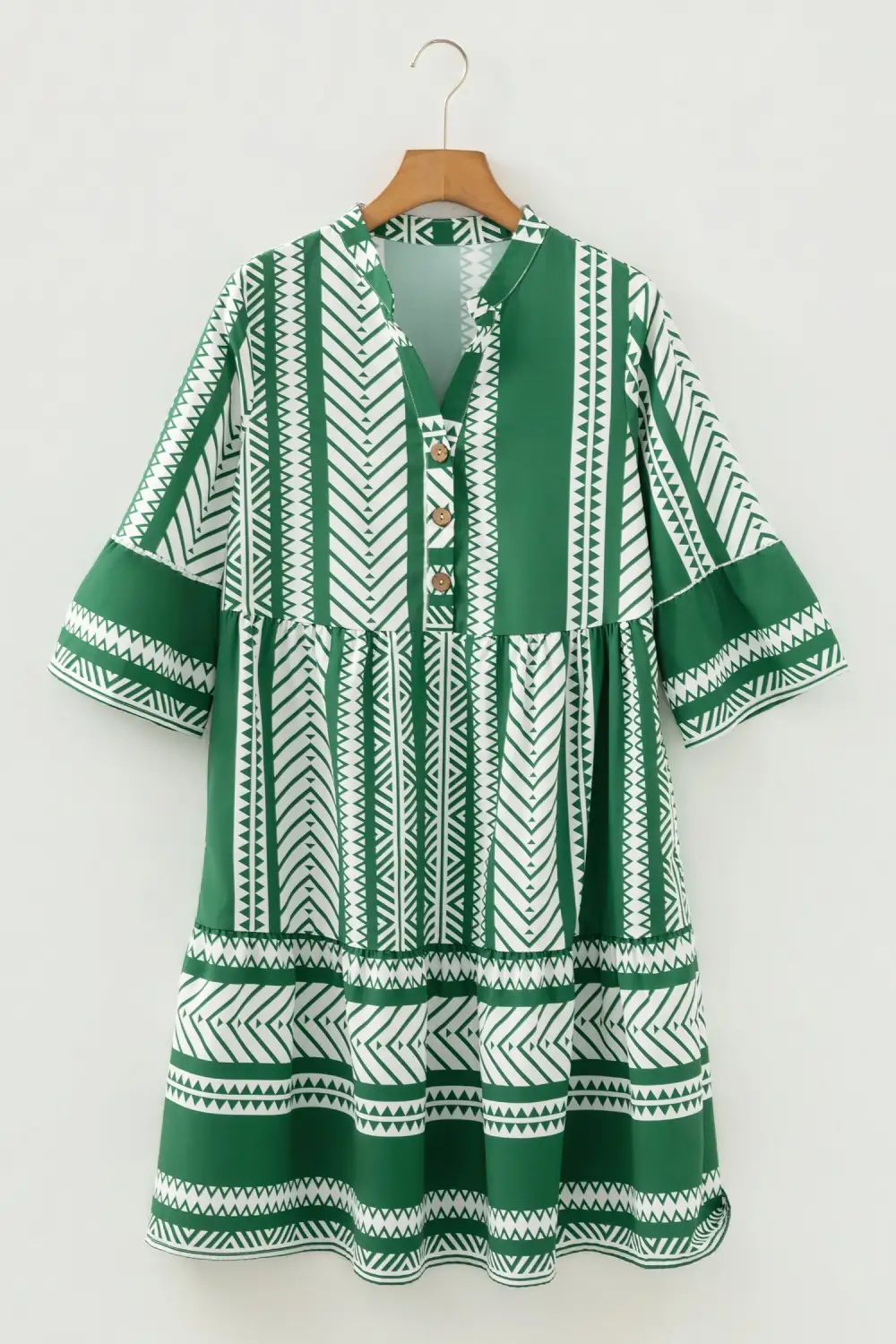 Printed Half Button Dress Casual