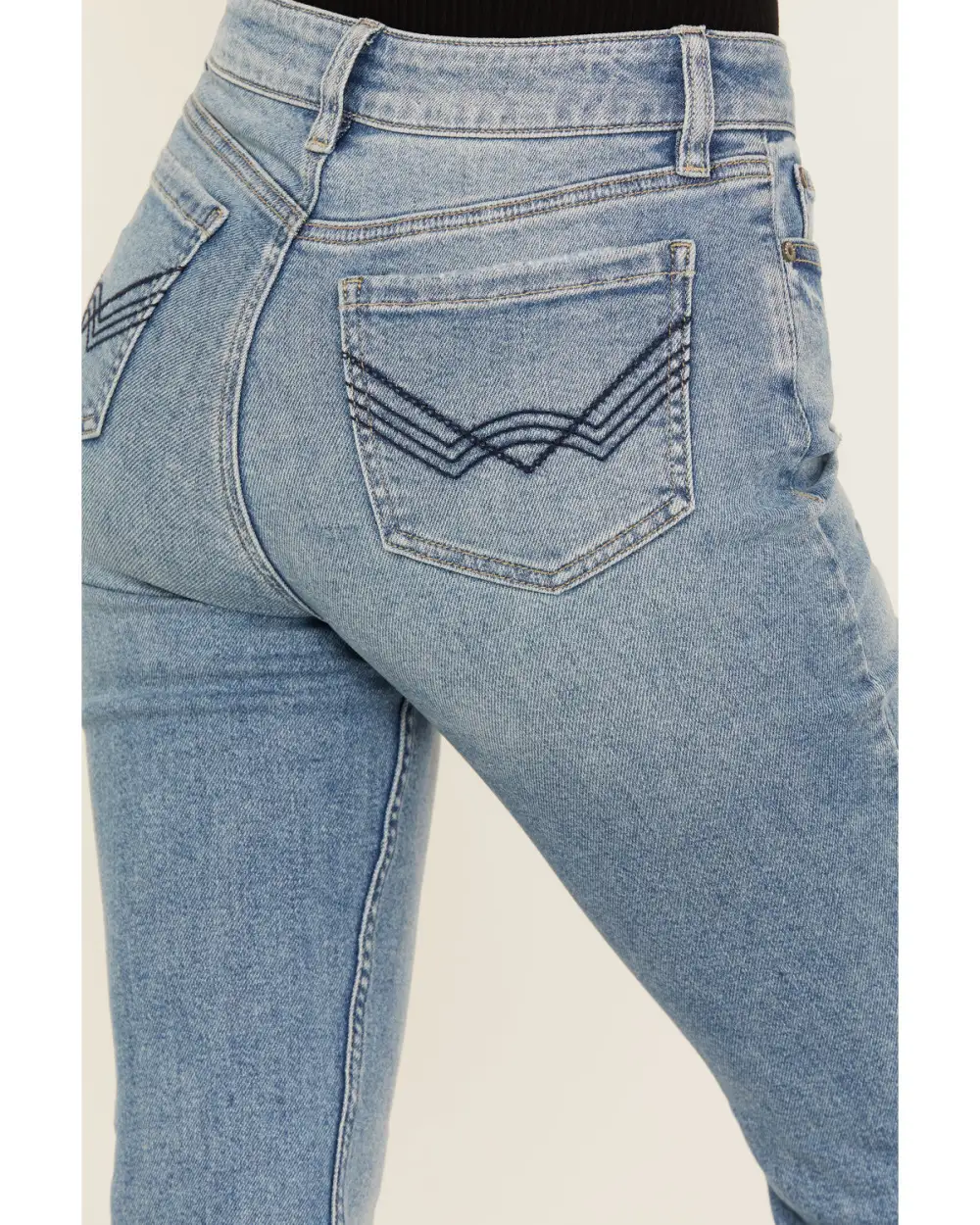 Modern High Rise Flare Stretch Denim Embroidered Jeans