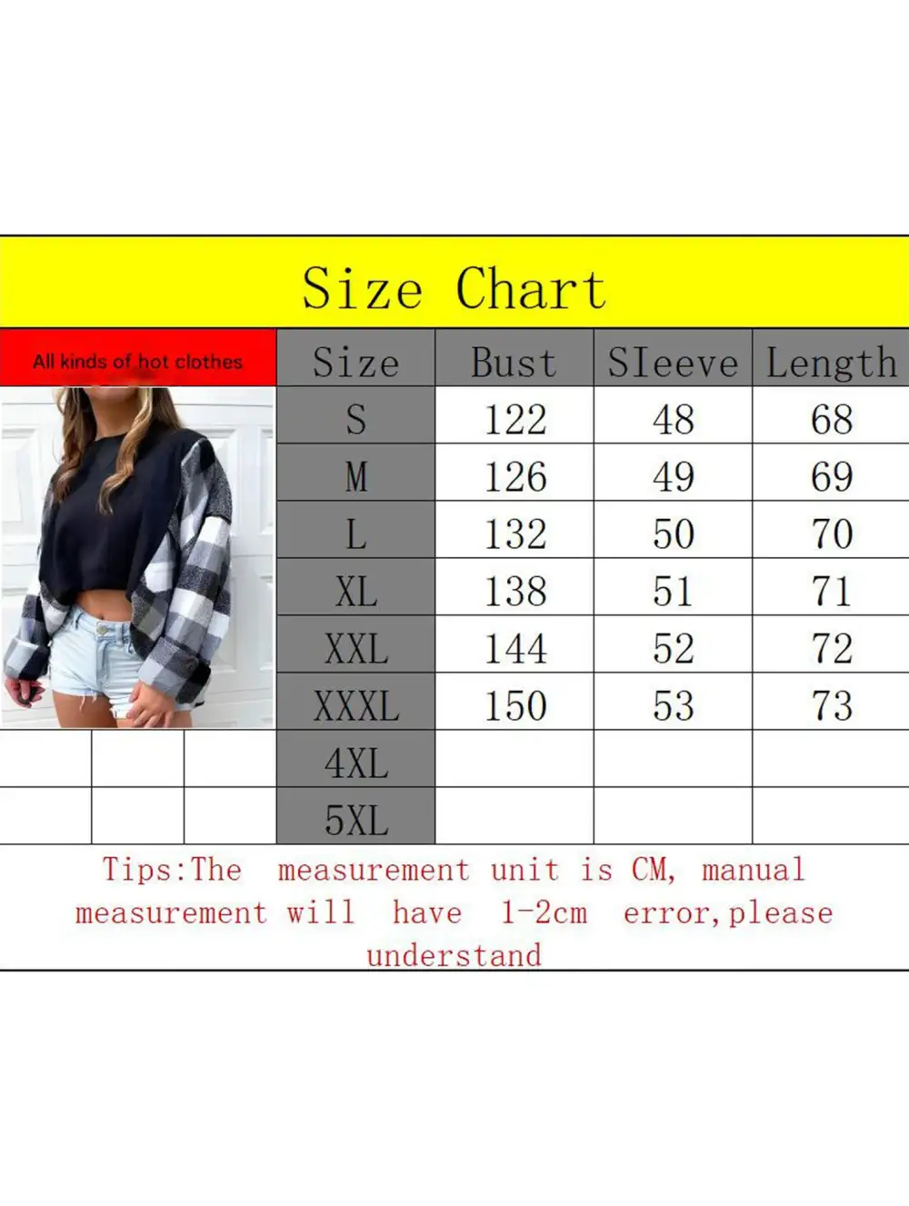 Checkered Cropped Crew Sweatshirt