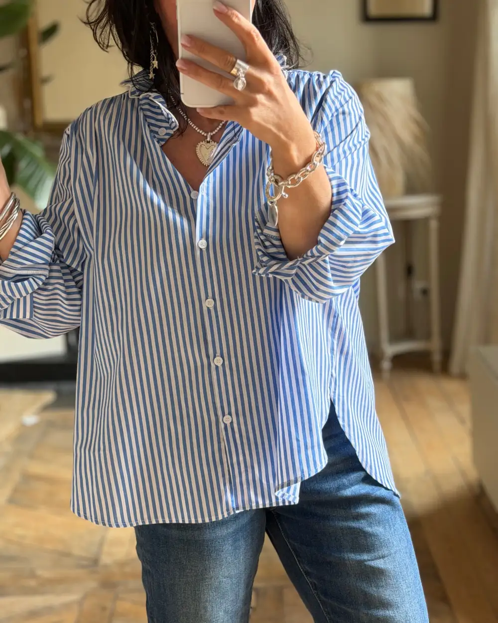 Classic Cotton Striped Relaxed-Fit Blouse