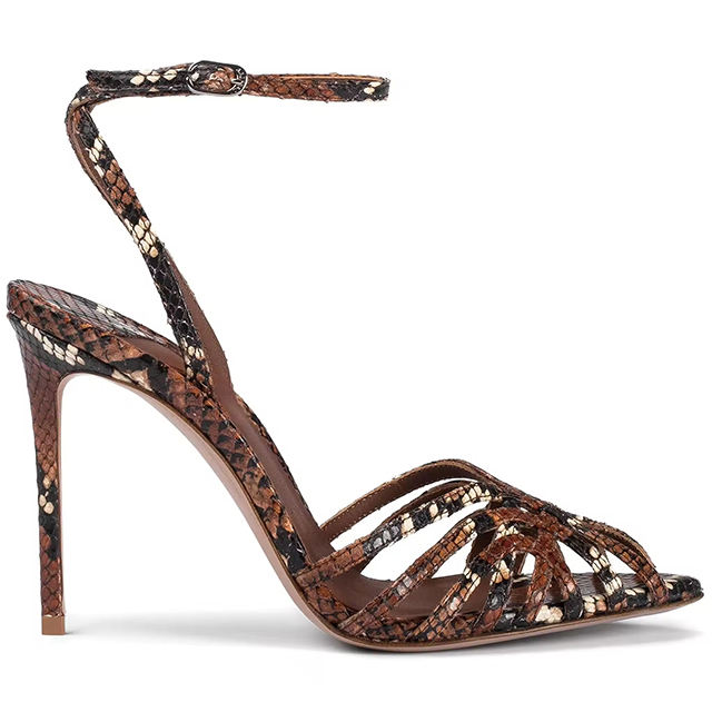 Zelina Green Snakeskin Stiletto Sandals