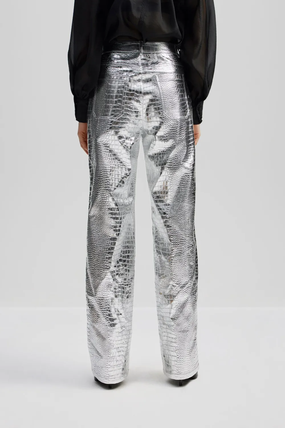 Straight Leg Metallic Trousers