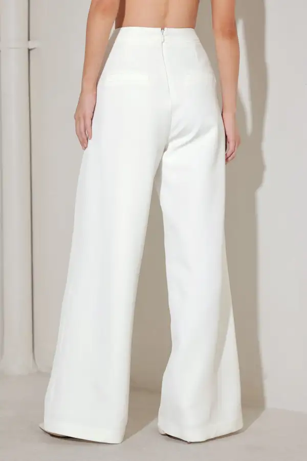 Structured Sequin Wide Leg Pocketed Pants