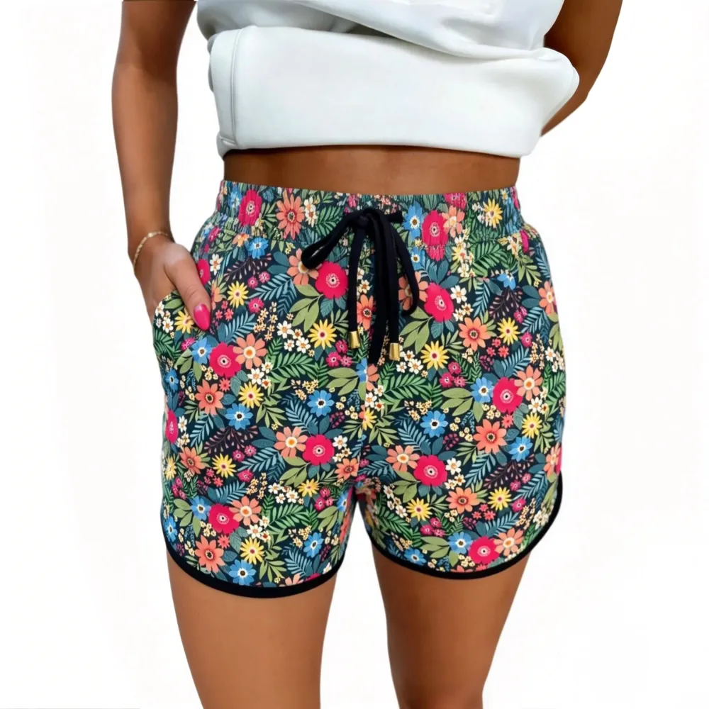 Women's Plaid Drawstring Elastic Waist Casual Shorts