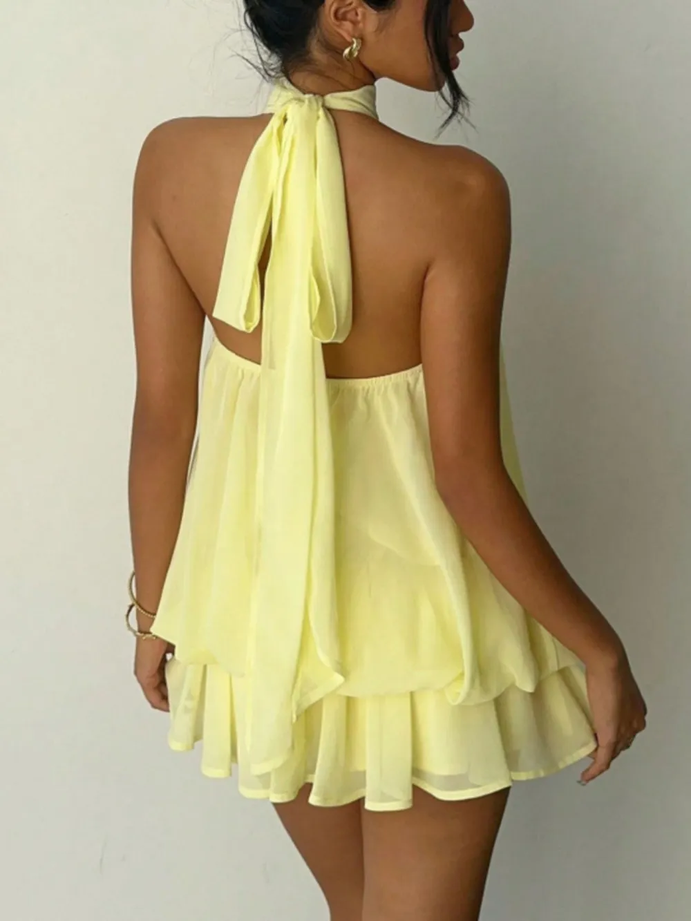 Tiered Halter Mini Dress