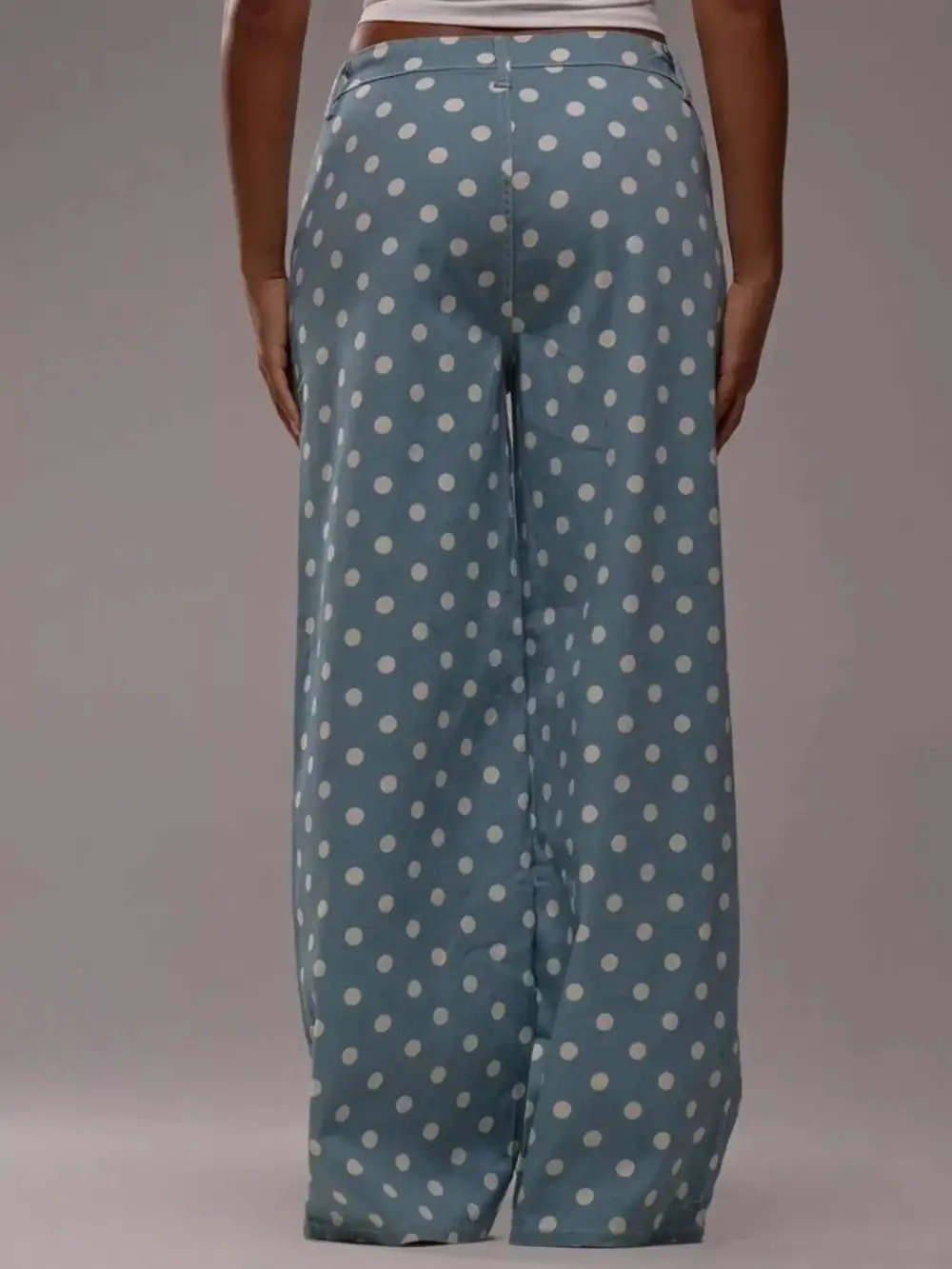 Ruffled Wide Leg Denim Jeans