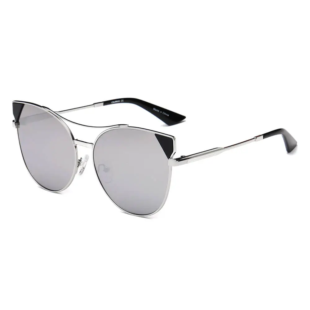 Round Cat-Eye Mirrored Sunglasses
