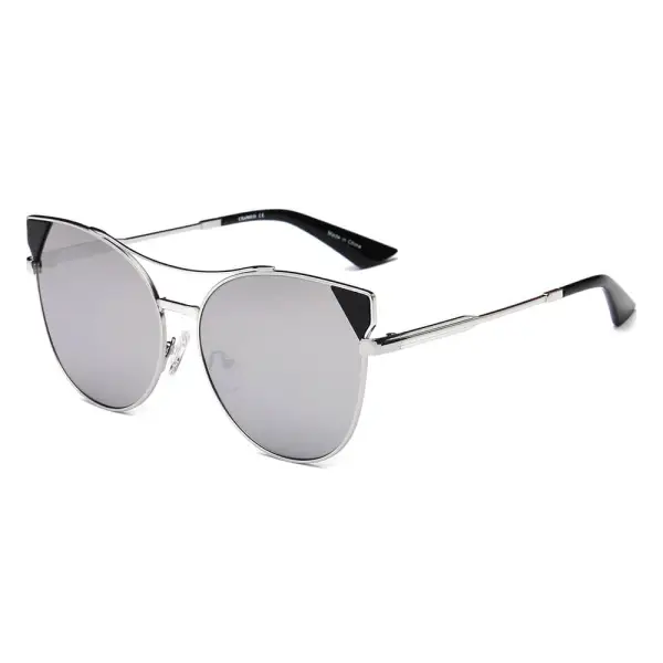 Round Cat-Eye Mirrored Sunglasses