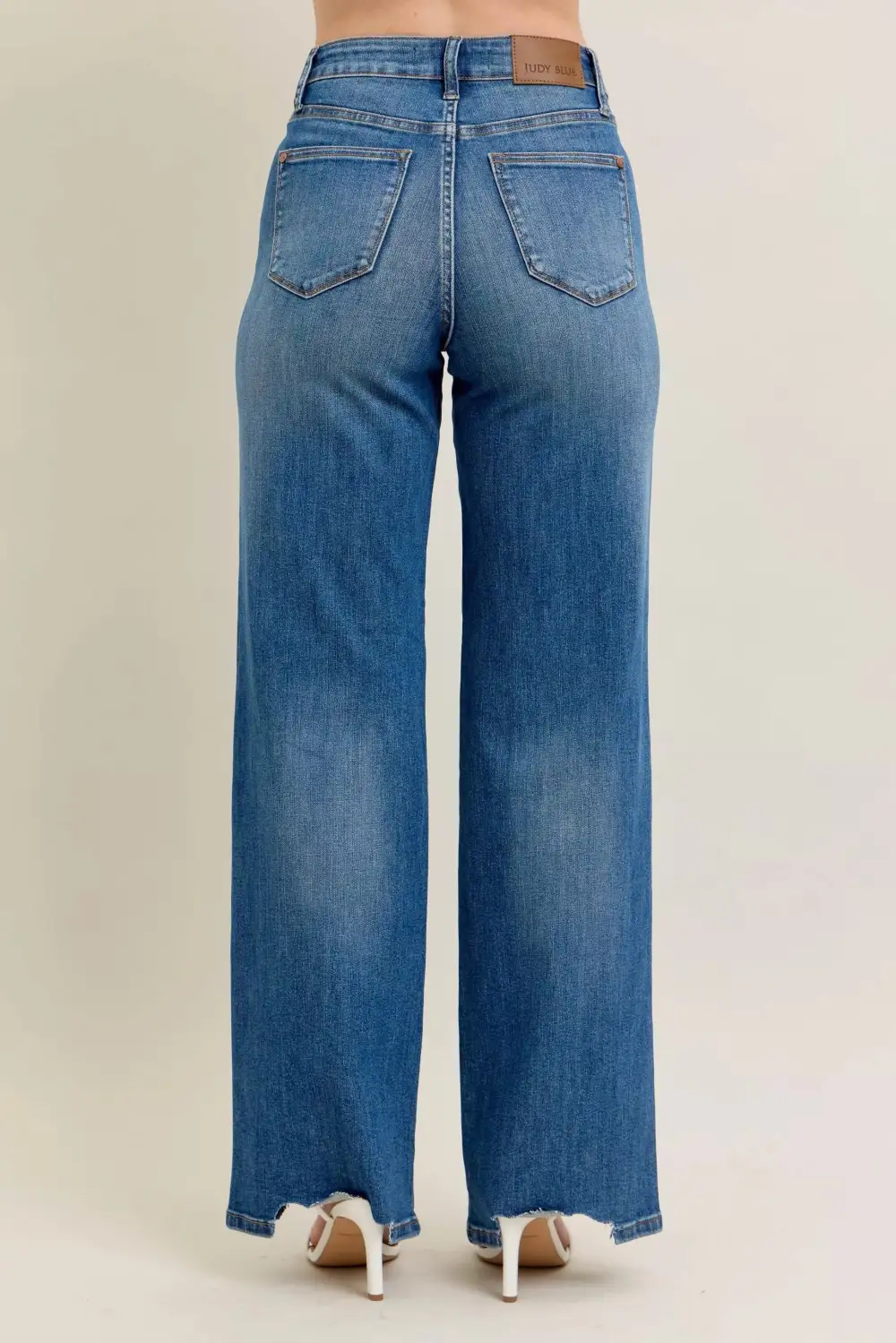 Everyday High Rise Distressed Wide Leg Jeans
