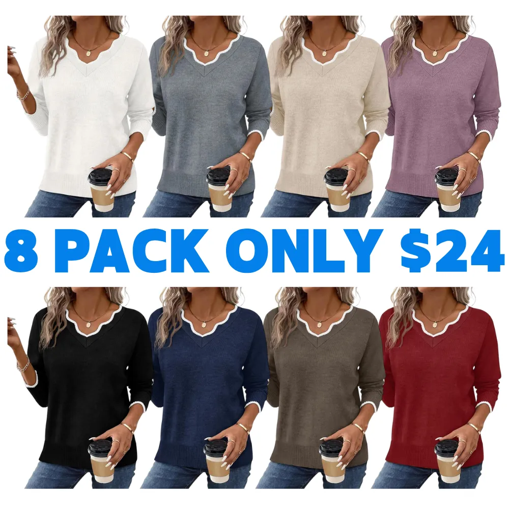 Women's Soft V-Neck Pullover Sweater