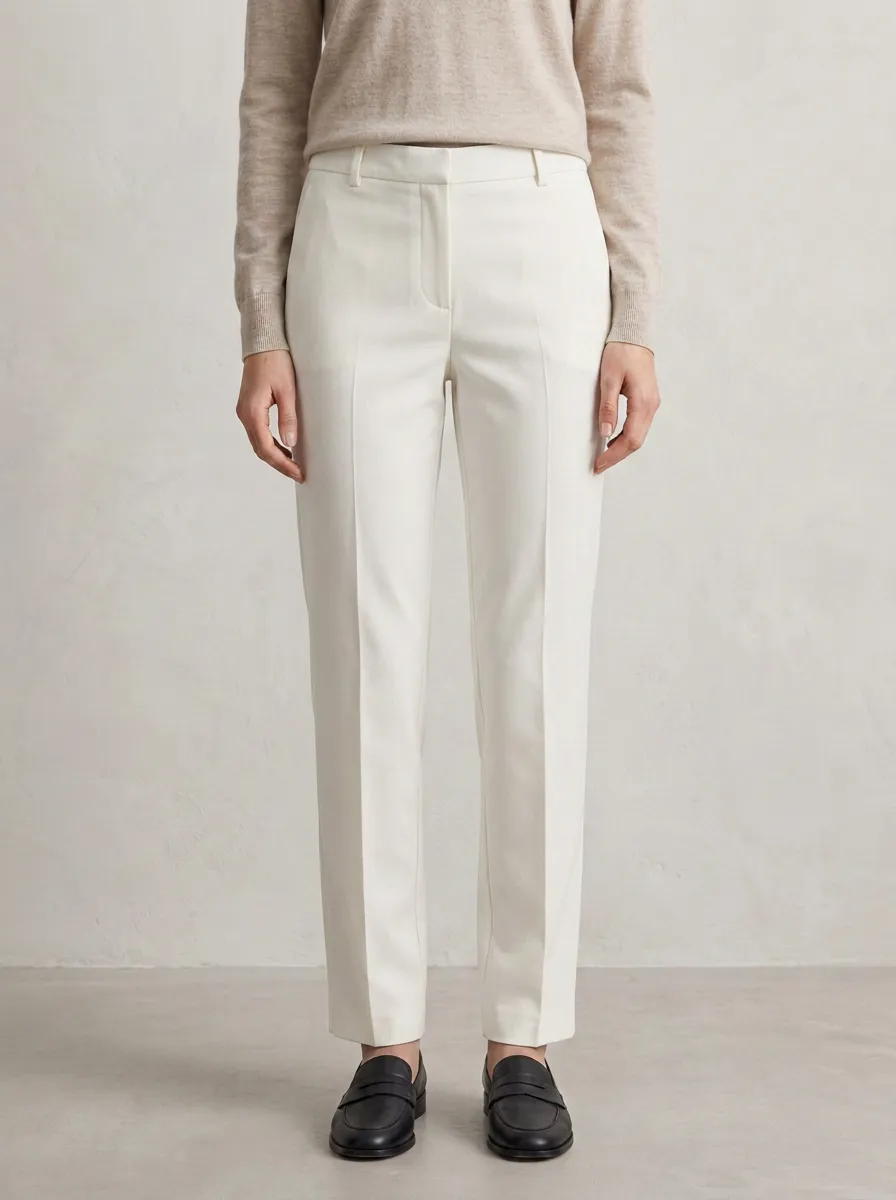 Lightweight-Look Straight-Leg Mid-Rise Mid-Rise Straight Leg Trousers