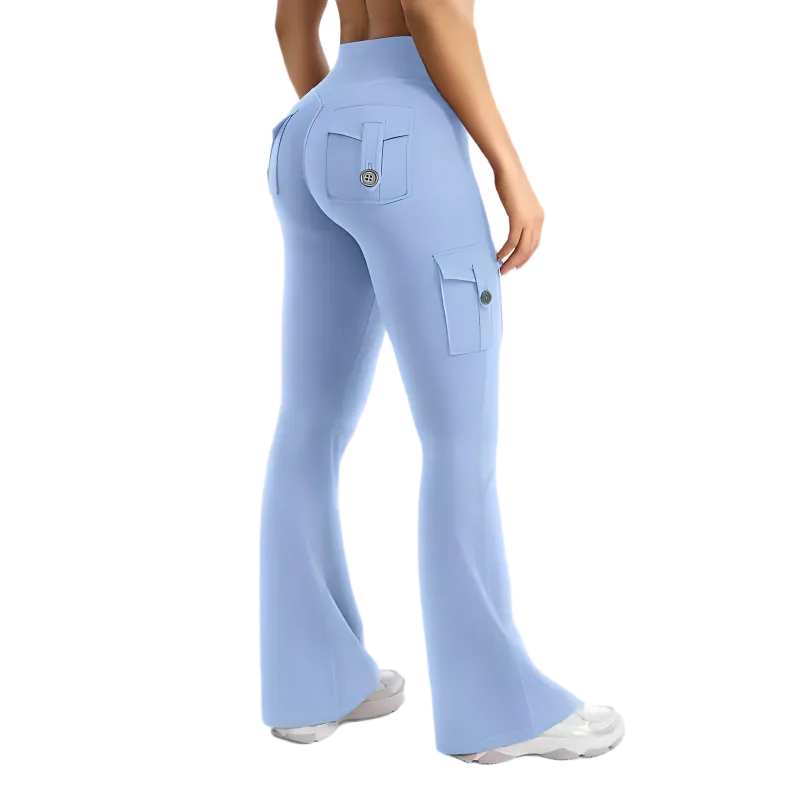 Women's High Waisted Scrunch Flare Yoga Leggings with Pockets