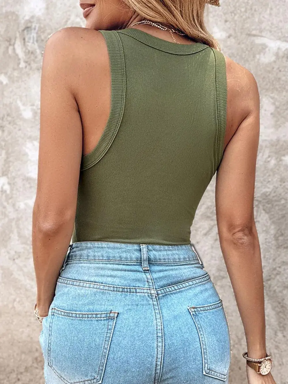 Women Everyday Basic Ribbed Built-in Bra Tank