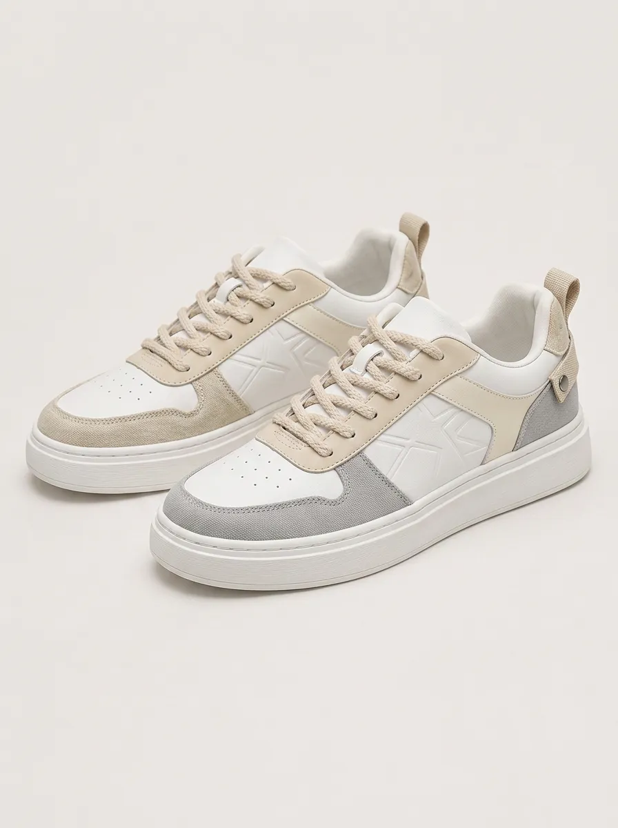 Men's Casual Colorblock Stitched Pattern Skate Shoes
