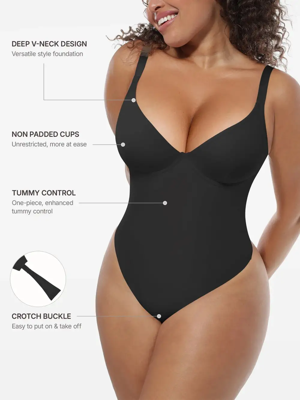 V Neck Deep Shaping Bodysuit