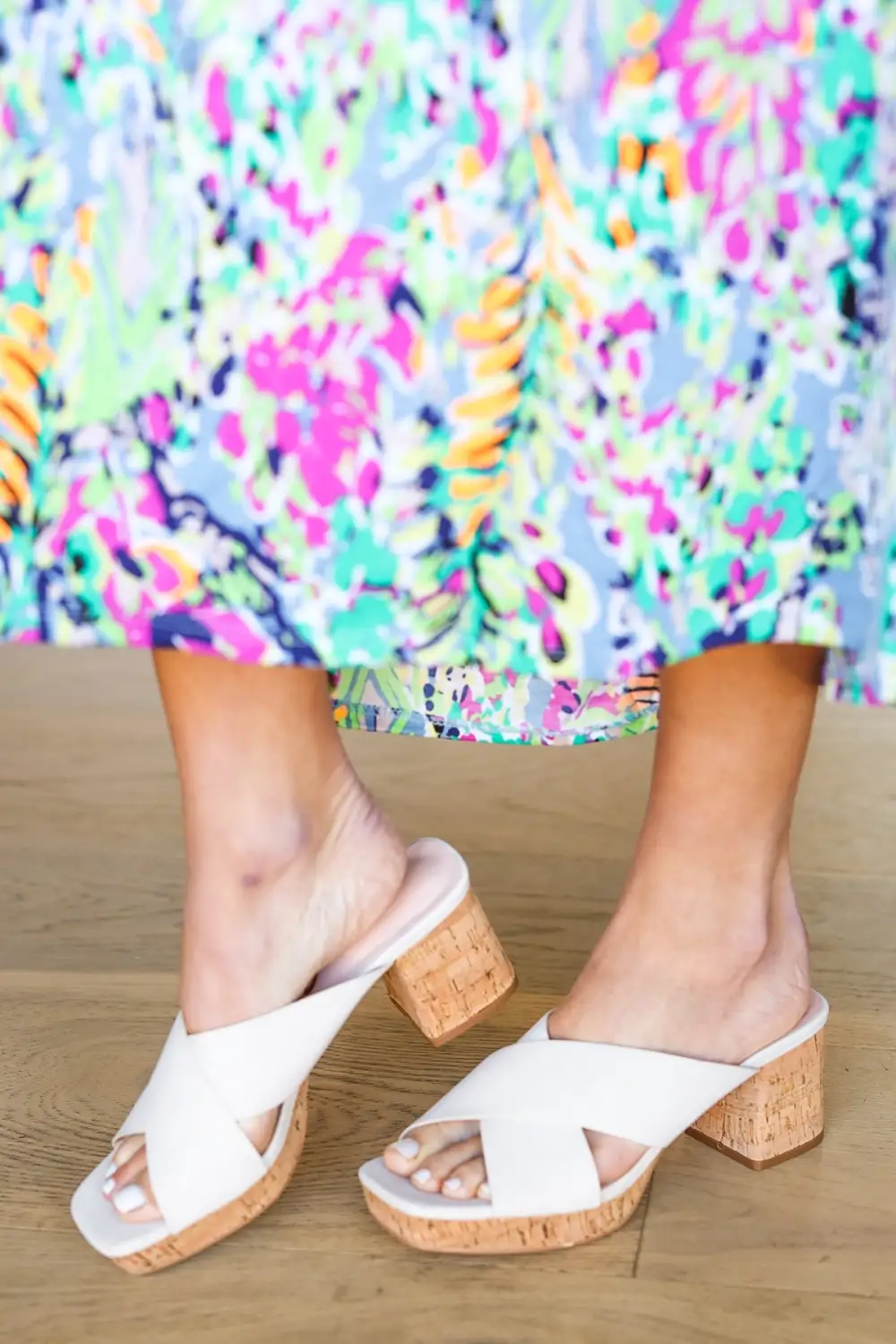 Faux Leather Cork Platform Sandals