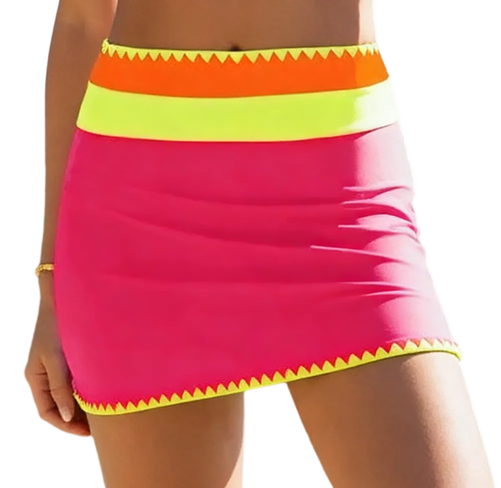 Patchwork Sports Three-Piece Bikini Set