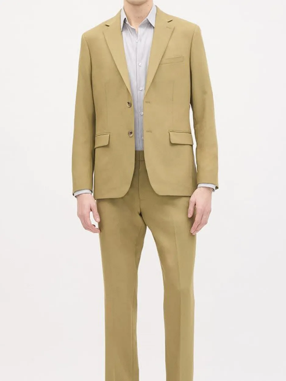 Camel Single Breasted Suit Blazer