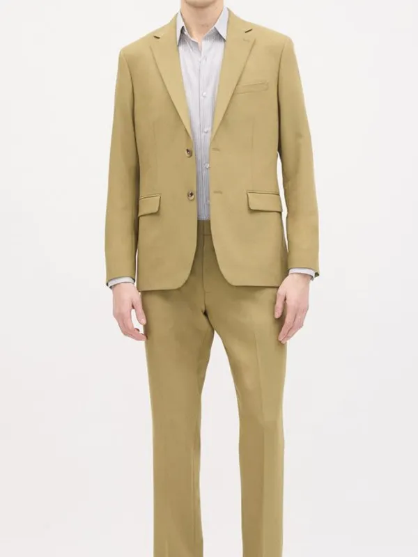 Camel Single Breasted Suit Blazer