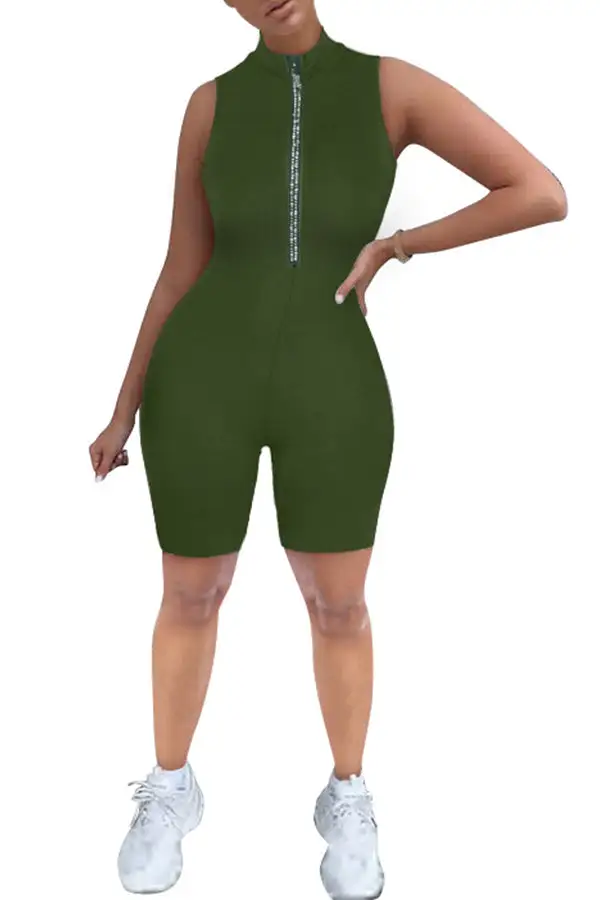 Zip Up Bodycon Romper