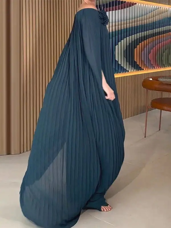 Tiered Pleated Maxi Dress