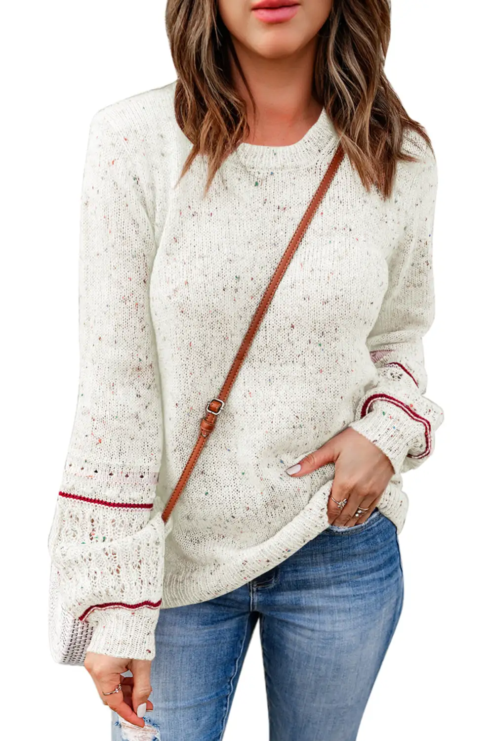 Pilling Detail Patterned Sleeve Sweater