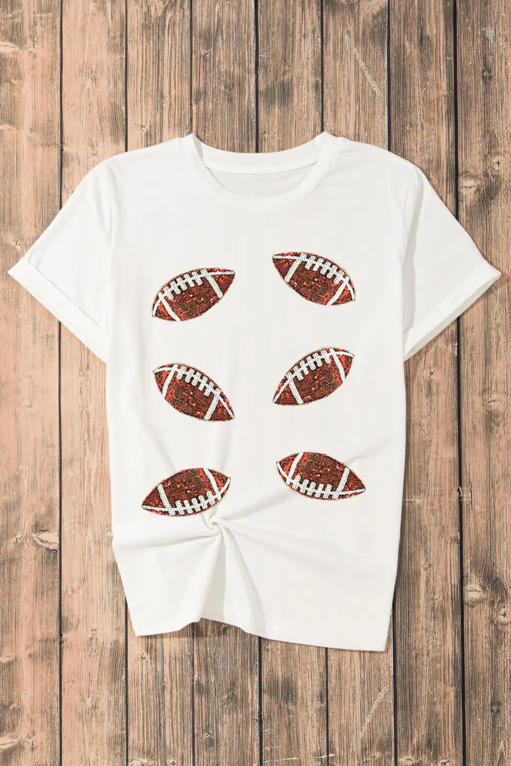 White Sequined Rugby Graphic Cotton