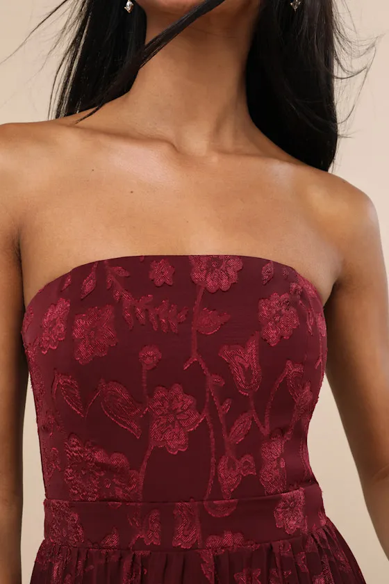 Perfectly Stunning Yellow Jacquard Strapless Midi Dress