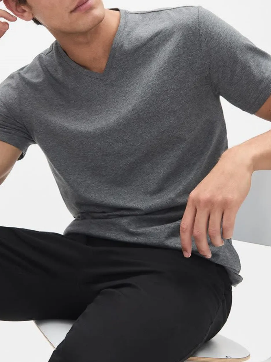 Dark grey Short Sleeve V-Neck T-shirt