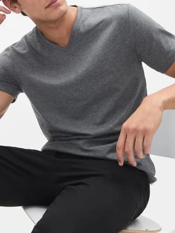 Dark grey Short Sleeve V-Neck T-shirt