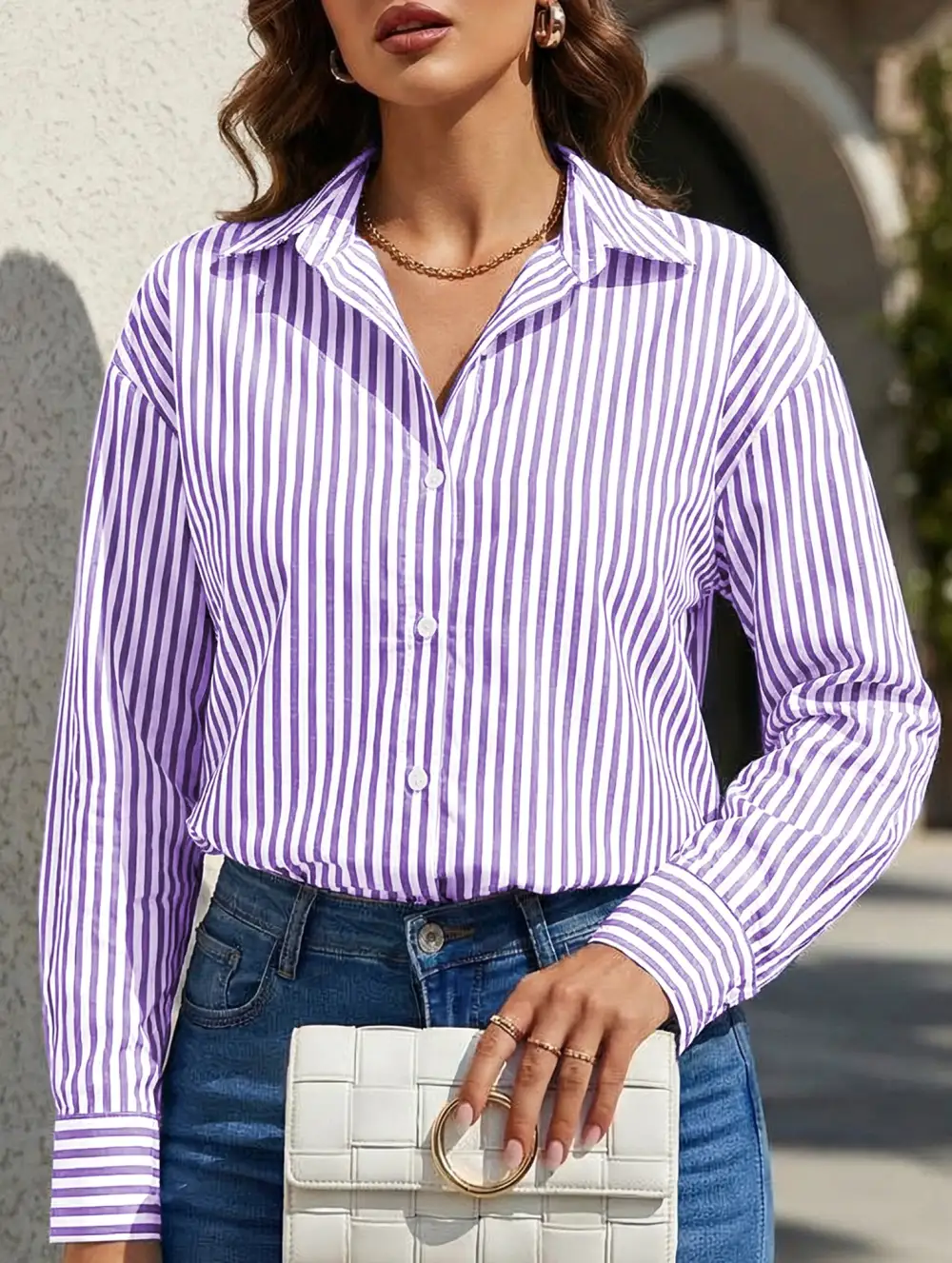 Striped Shirt with Pockets Blouse
