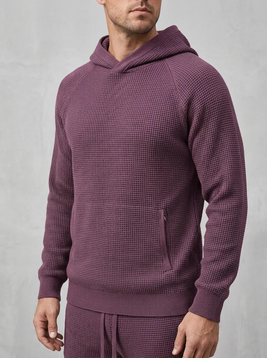 Refined Casual-Look Men's Knit Hoodie Jogger Set