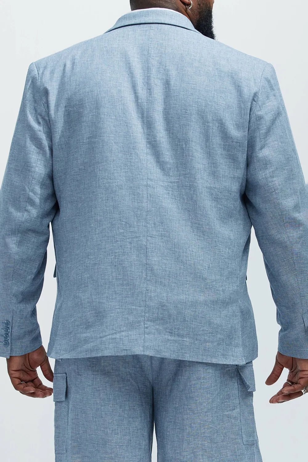 Linen Suit Jacket - Blue