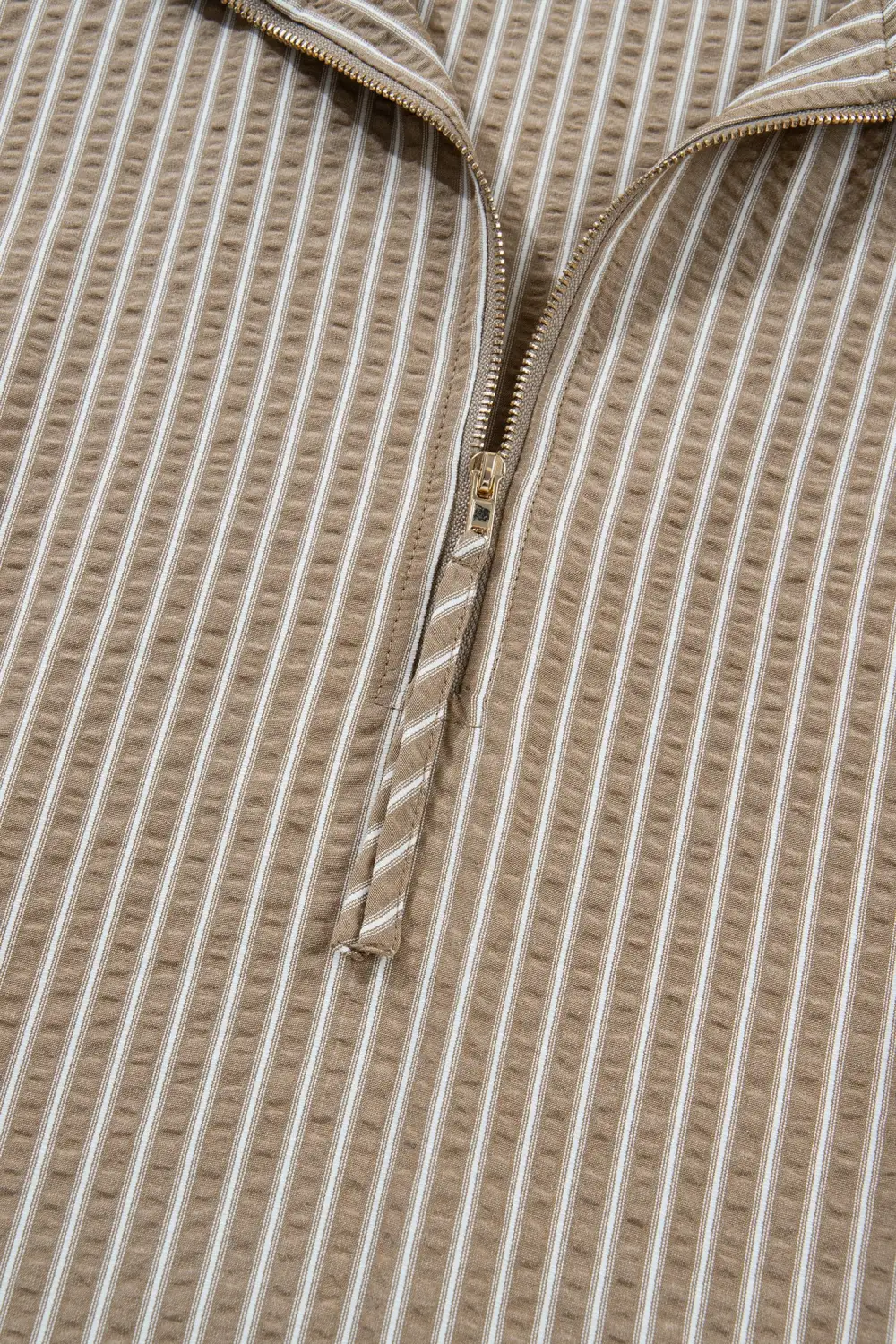 Striped Zip Front Ruffle Mini Dress