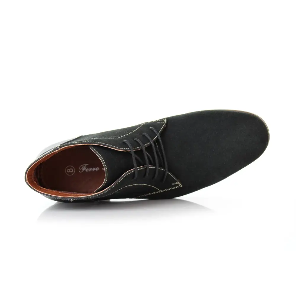 Polished Faux-Suede Suede Faux-Leather Chukka Boots