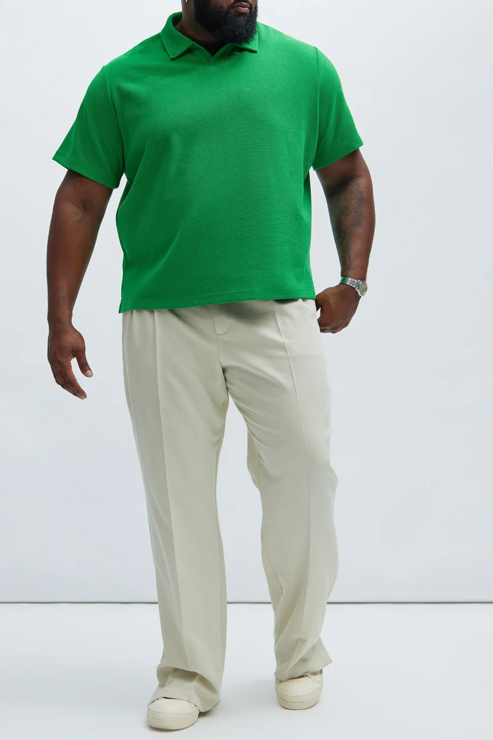Casual Style Textured Polo Tops