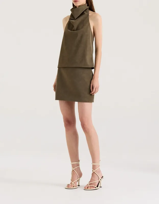 Stone Textured Low-Rise Mini Skirt