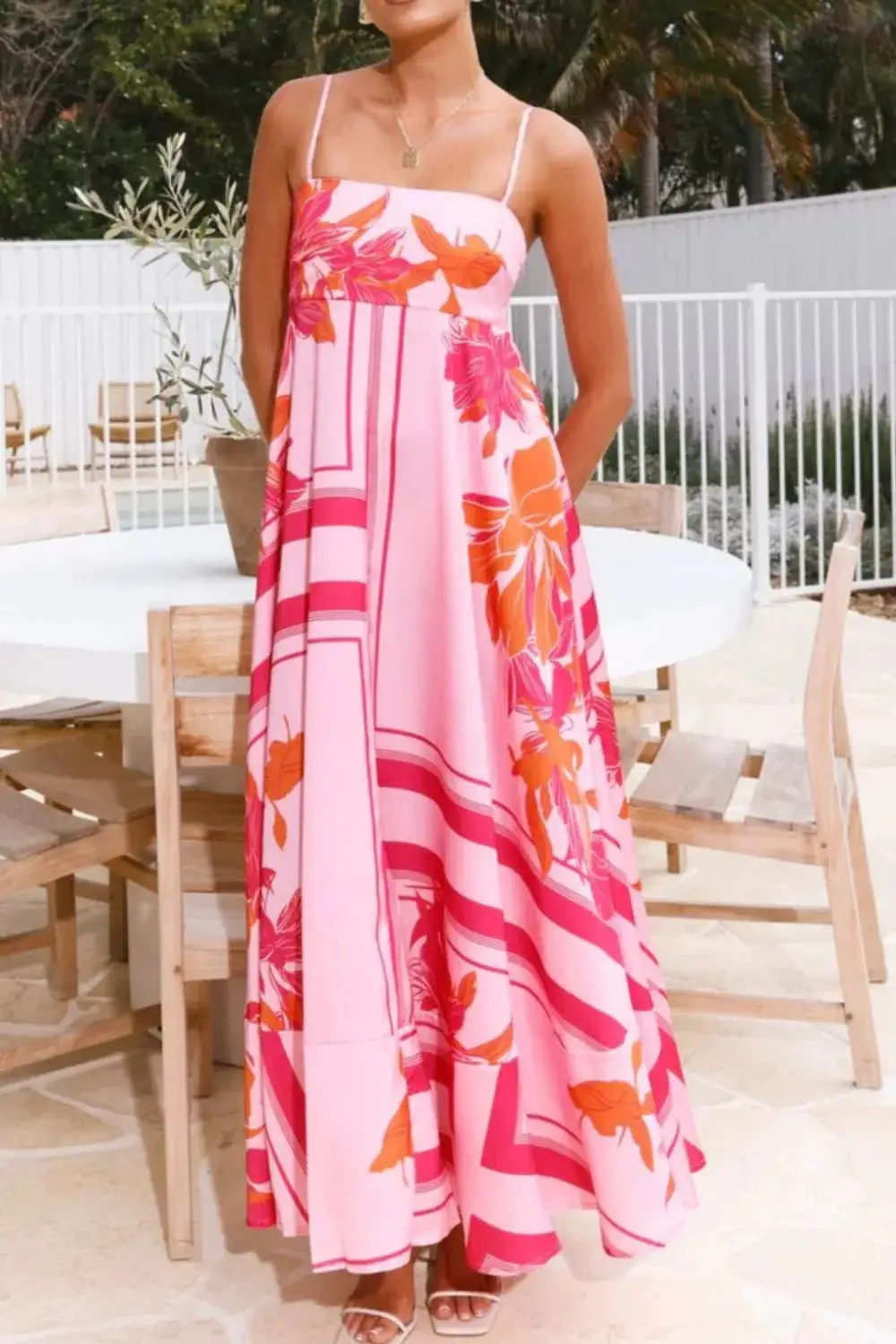 Printed Square Neck Maxi Dress