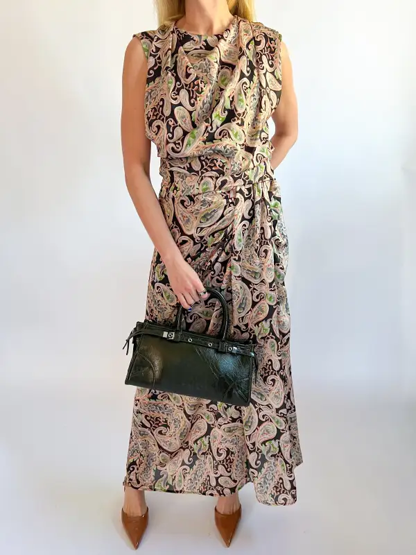 Printed Paisley Draped Top
