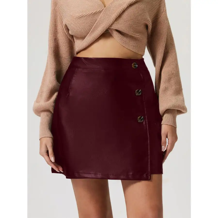Buttoned High Rise Mini Skirt
