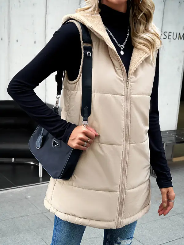 Polished Hooded Puffer Vest