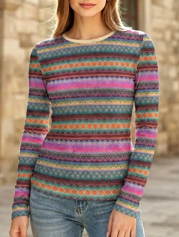 Colorful Stripe Long Sleeve Tee