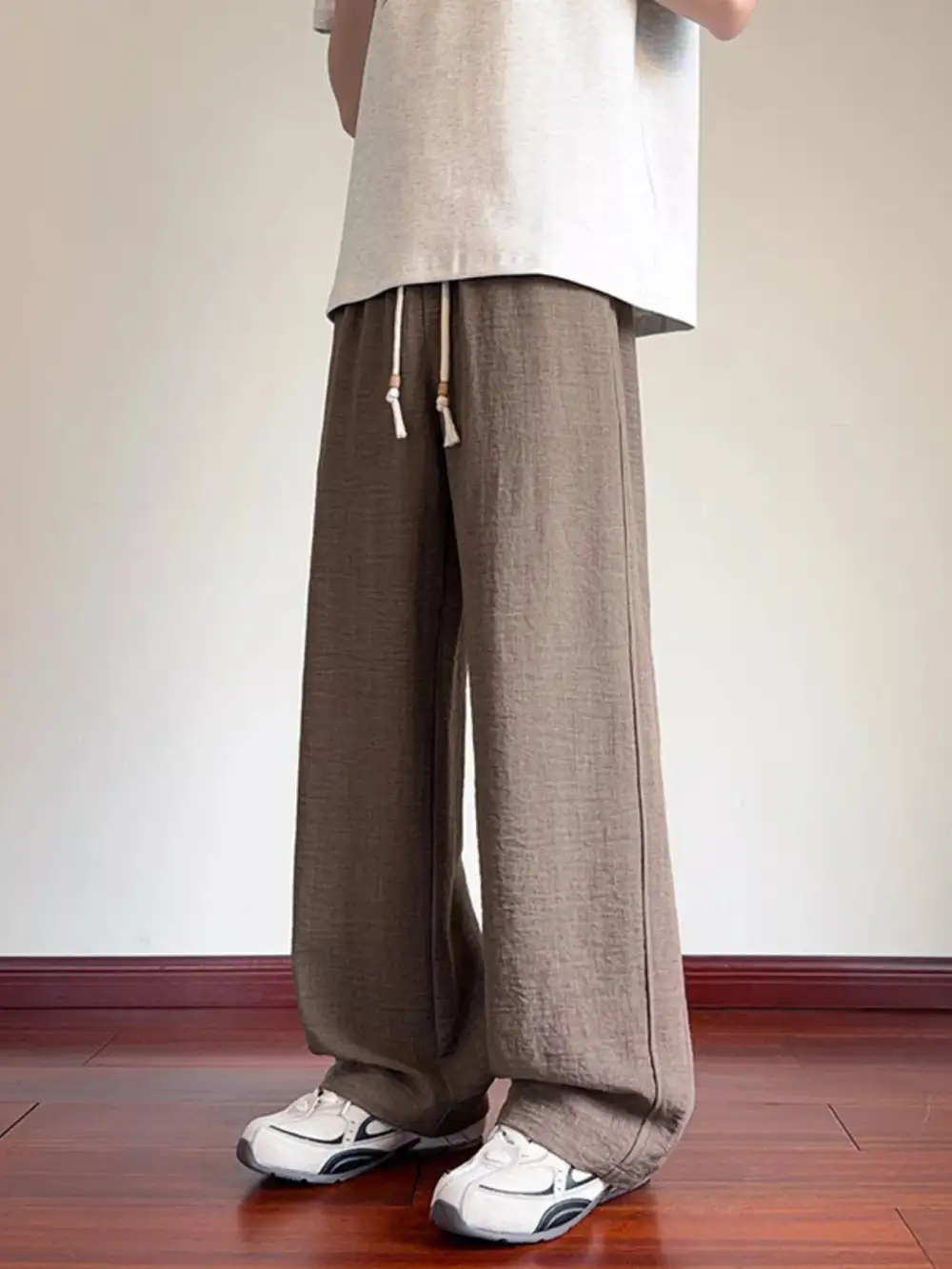 Textured Men's Plus Size Drawstring Loose Fit Pants